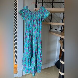 💖 Guadalupe Blue Floral Cotton Dress 🌺